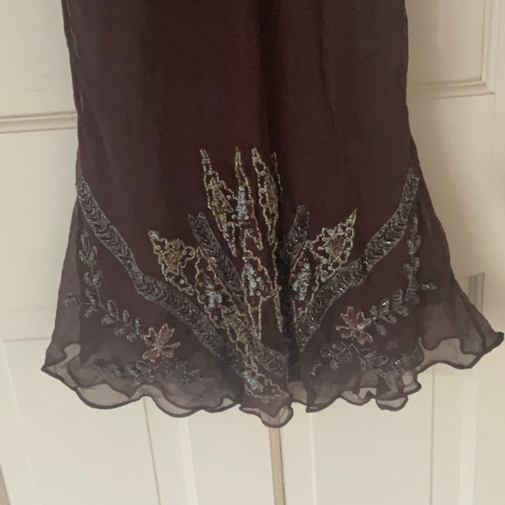 STUNNING BEADED AFTERSHOCK XL DRESS NWOT chiffon beaded few beads missing left - Picture 4 of 14